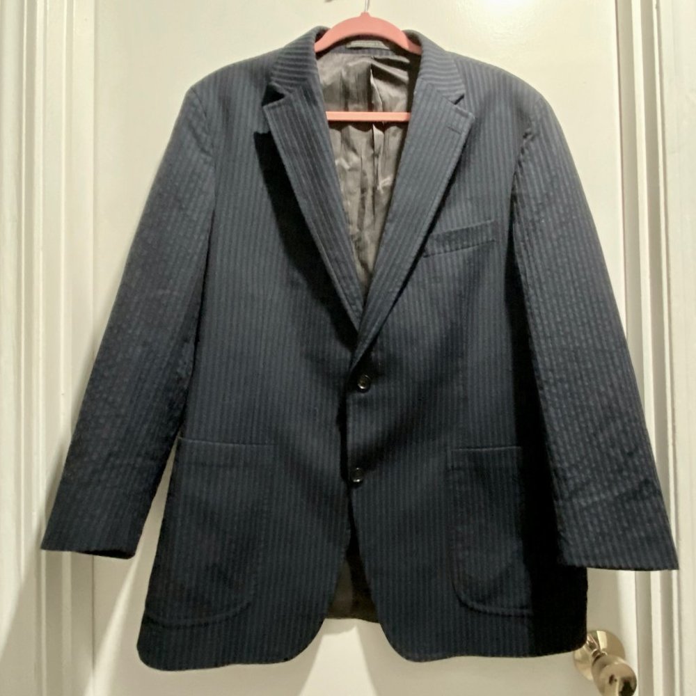 (9) - S.Cohen Cotton Wool Stripe Single Breasted 2 Button Blazer Made Canada 44R
